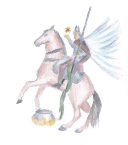 Horse rider with spear.